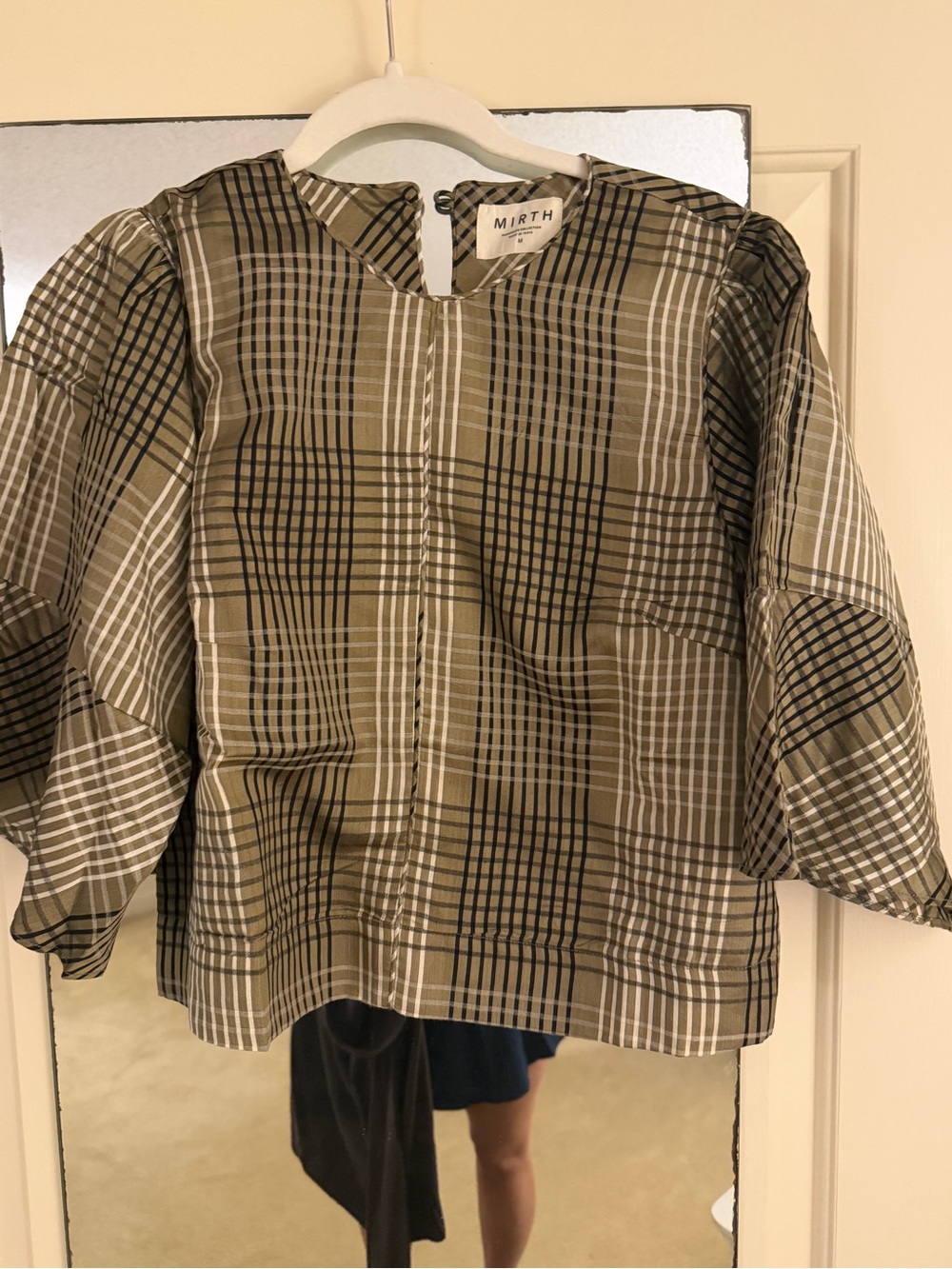Mirth Olive Plaid Boxy Blouse